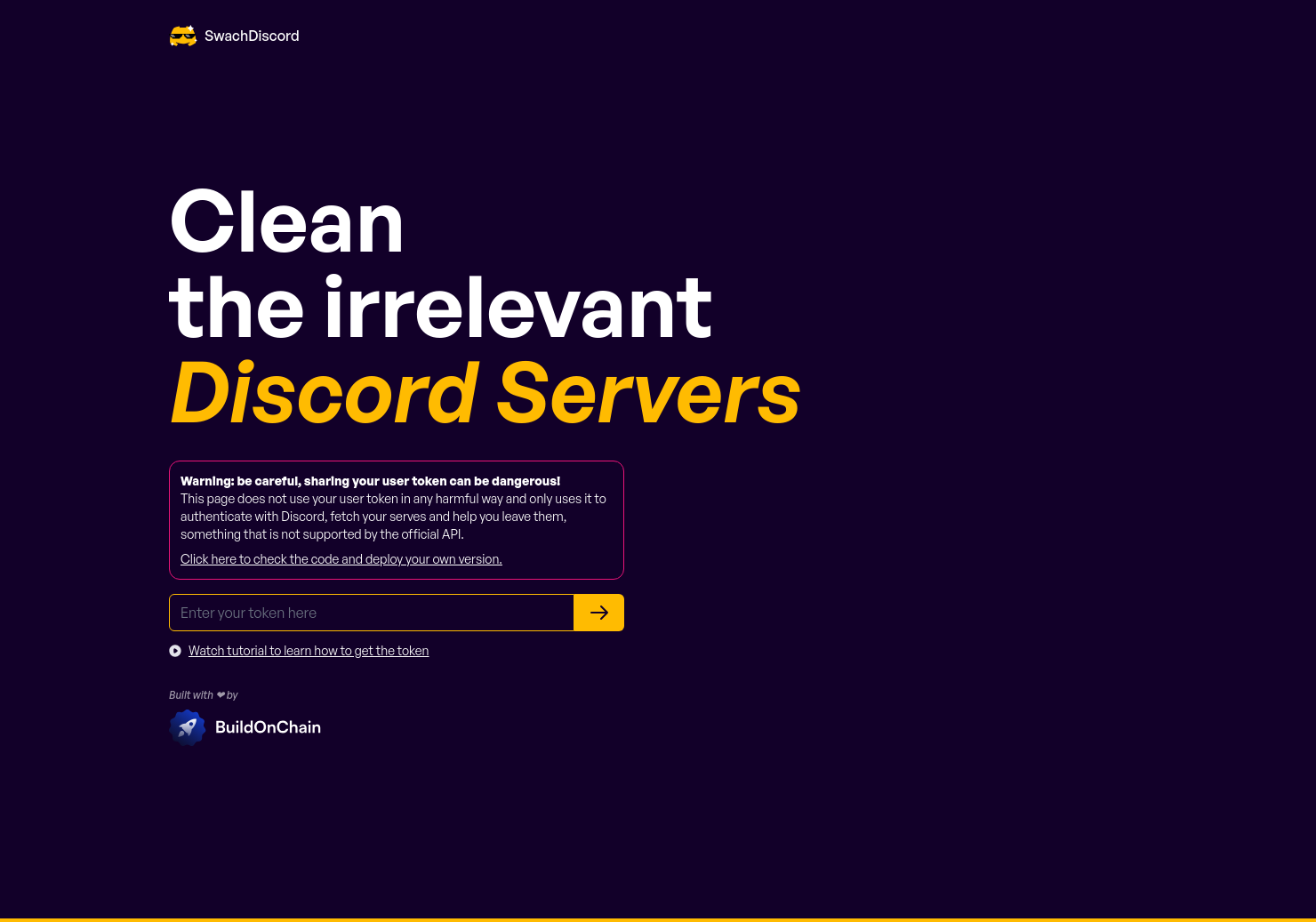 startuptile Swach Discord By BuildOnChain-Clean the irrelevant Discord servers