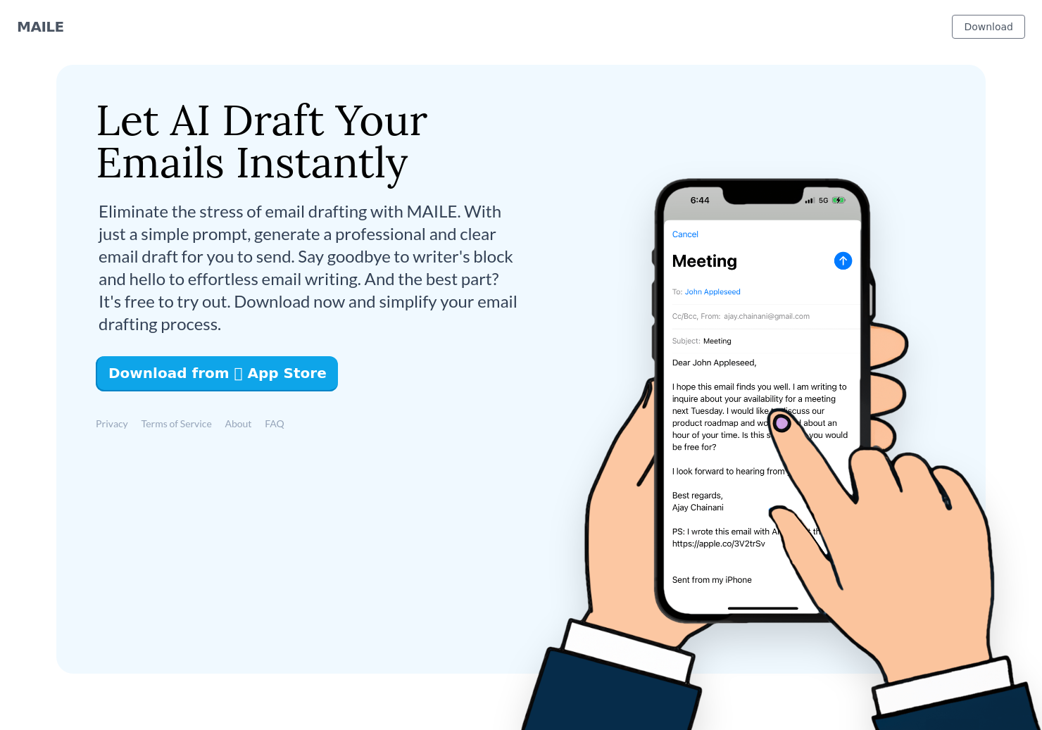 startuptile MAILE for iPhone-Let AI draft your emails instantly