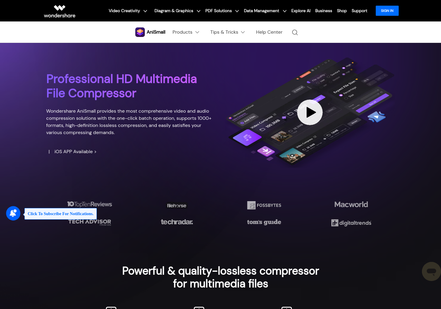 startuptile Anismall-Professional HD multimedia file compressor