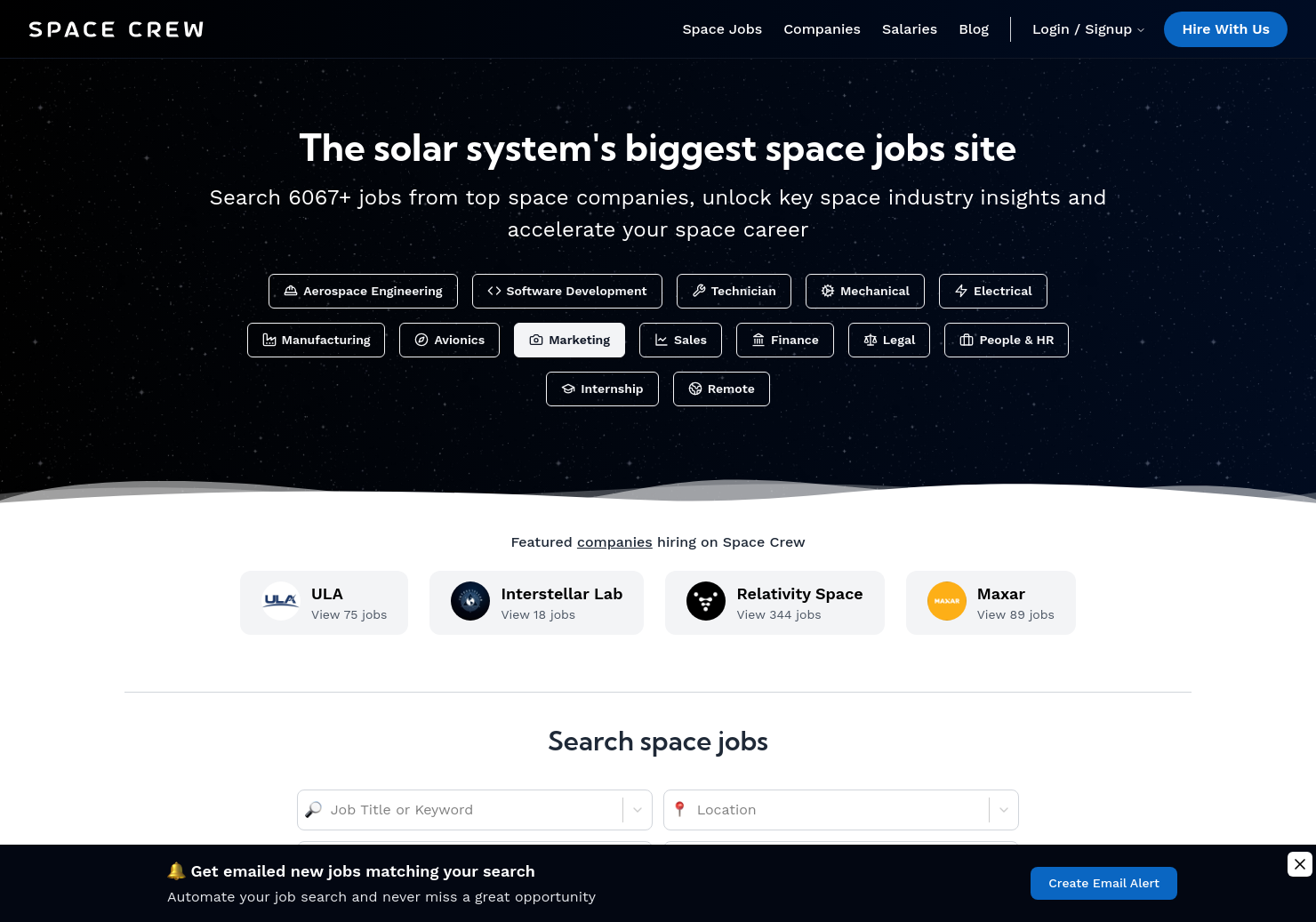 startuptile Rocket Crew 2.0-The biggest list of Space industry jobs