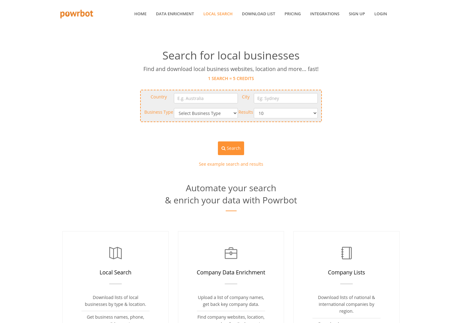 Local Search by Powrbot
