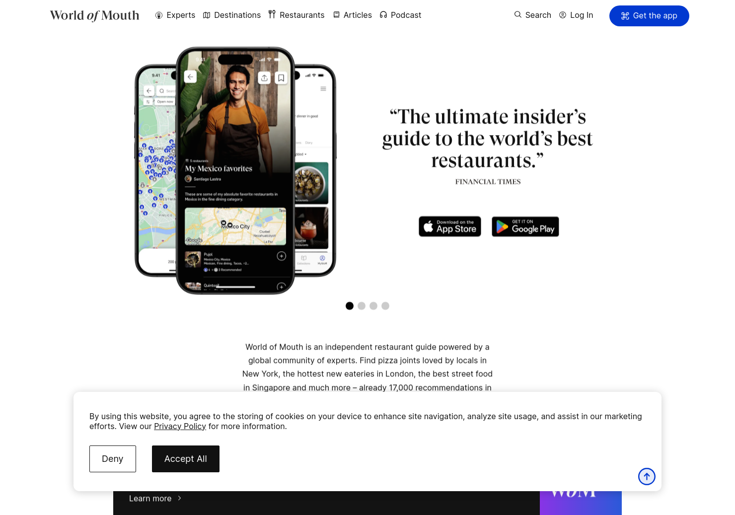 startuptile World of Mouth-A restaurant guide app for foodies by foodies