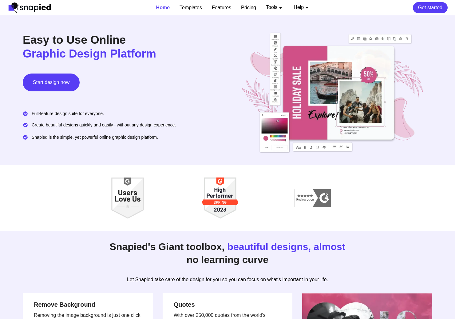 startuptile Snapied-Quick & Easy Graphic Design Software