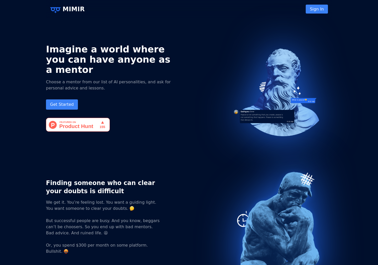 startuptile Mimir-Get mentorship from AI clone of your idols.