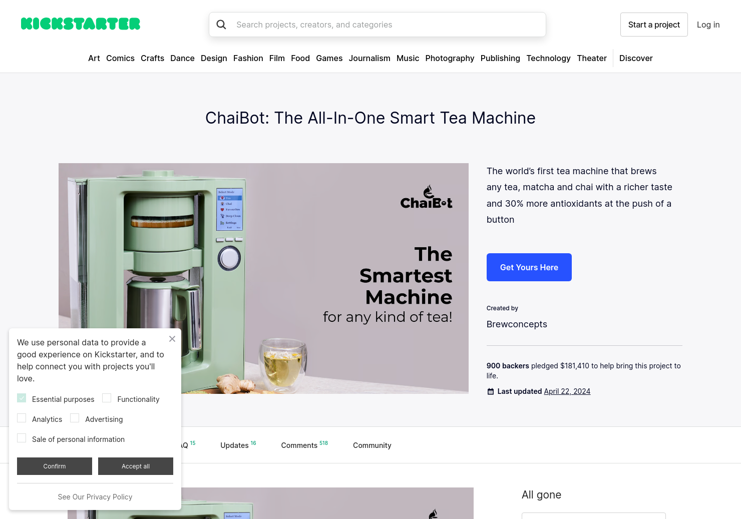 startuptile ChaiBot: All-in-one Smart Tea Machine-The smartest machine for any kind of tea