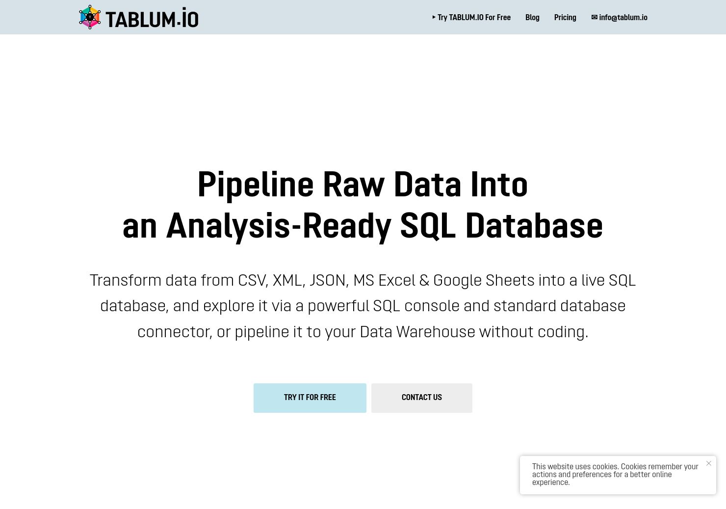 startuptile TABLUM.IO-Turn CSV XML & JSON into a live analysis-ready SQL database
