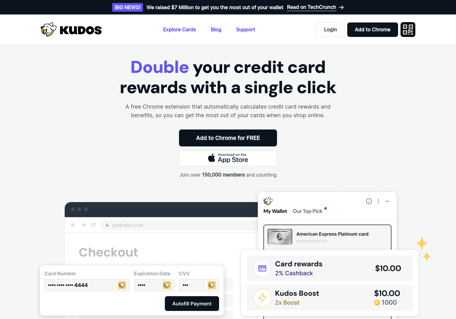 startuptile Kudos Checkout Assistant-Boost your credit card rewards by 2X + one-click checkout