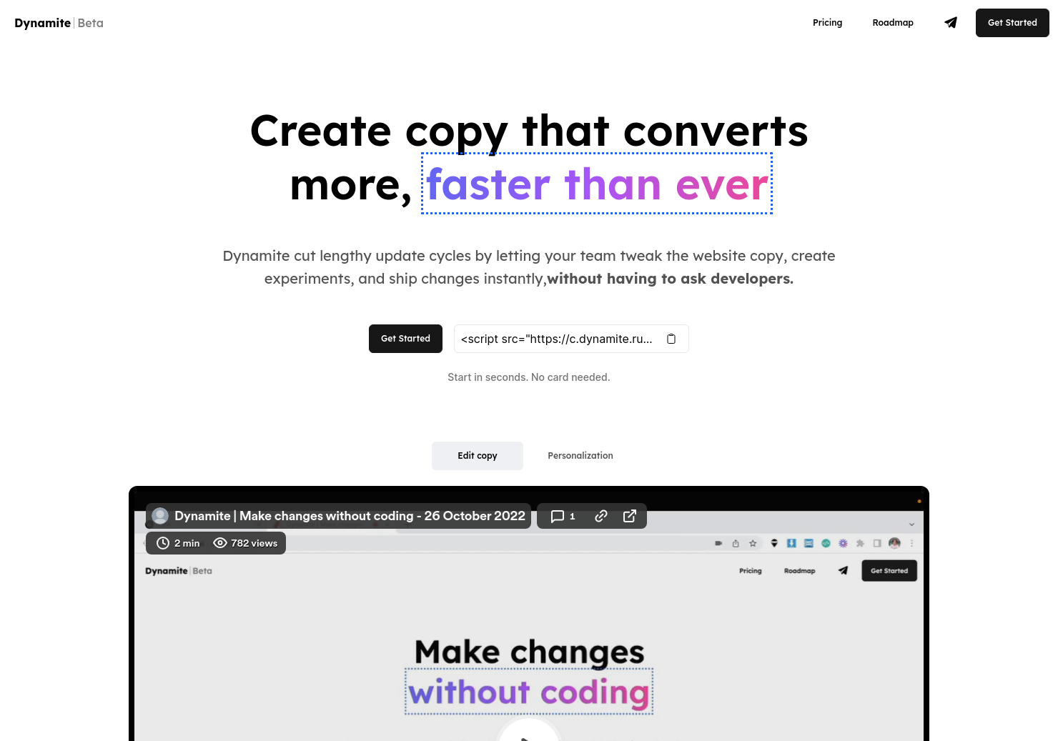 startuptile Dynamite-Create copy that converts more faster than ever