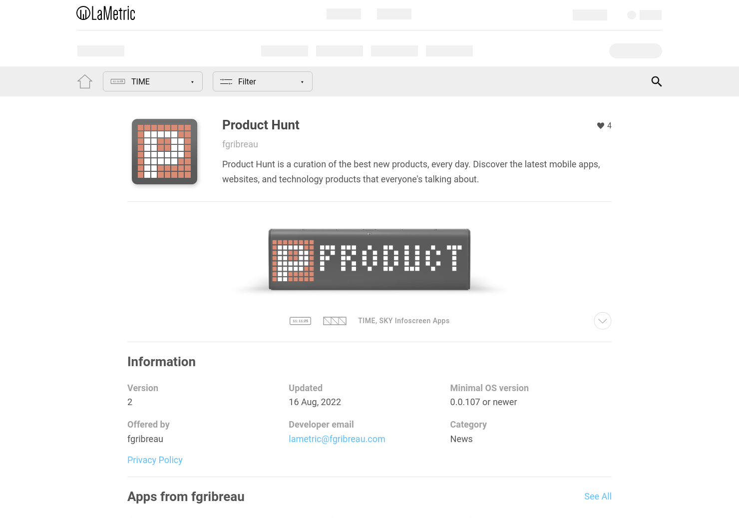 ProductHunt for LaMetric
