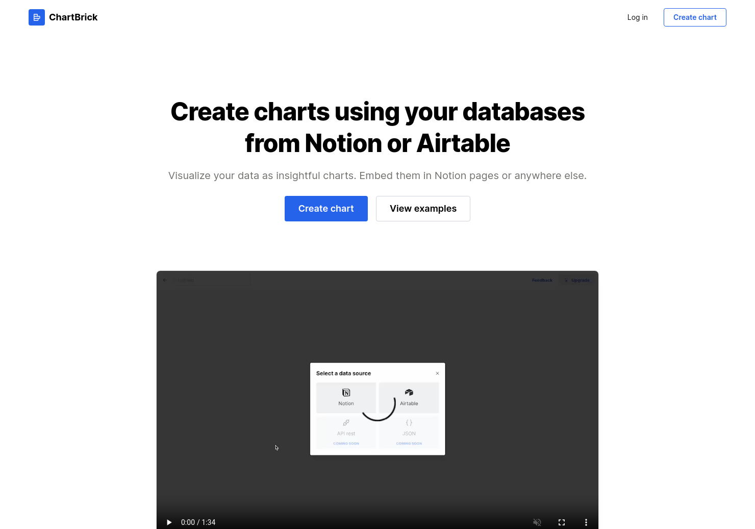 startuptile ChartBrick-Create charts using your databases from Notion or Airtable
