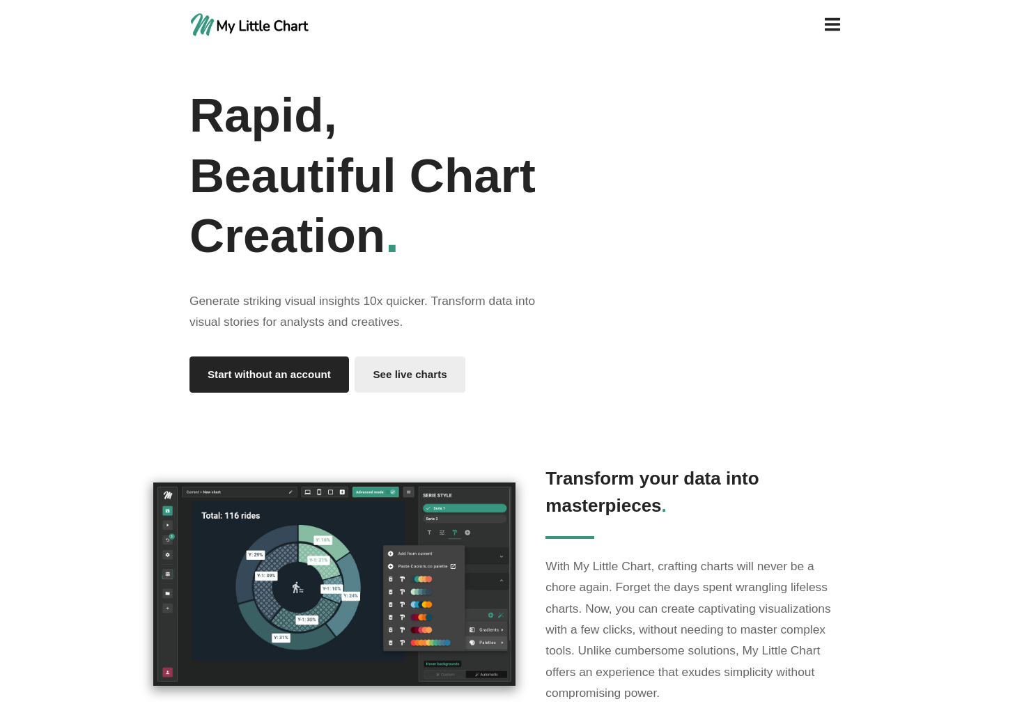 startuptile My Little Chart-Create & store charts no code interface by using templates