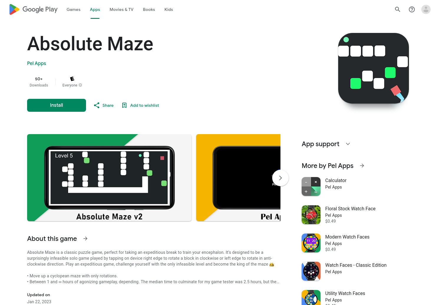 startuptile Absolute Maze-A puzzle game with a single virtually infeasible level