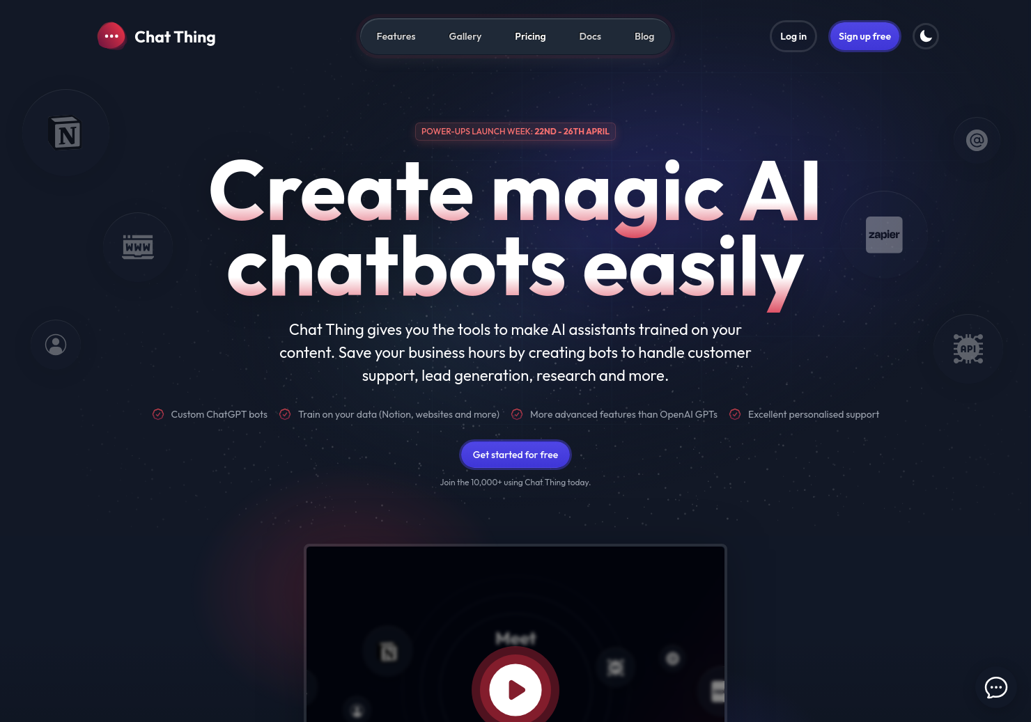 startuptile Chat Thing-ChatGPT chatbots with your own data (Notion Web & Files)