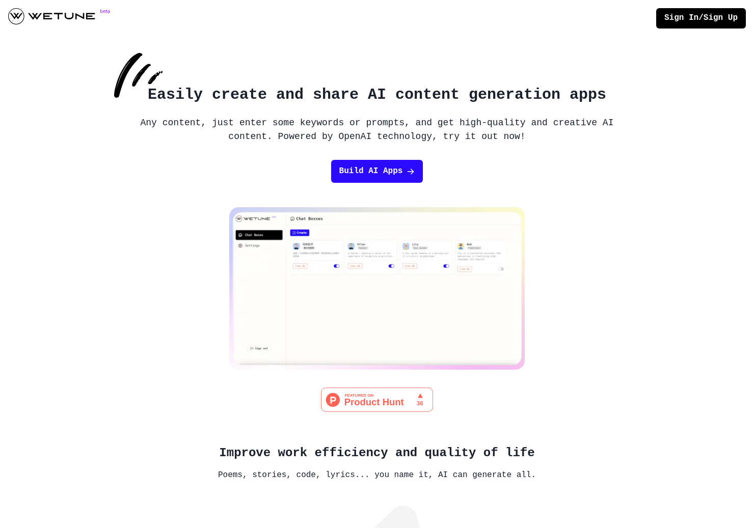 startuptile Wetune-Build AI apps quickly and easily with no coding