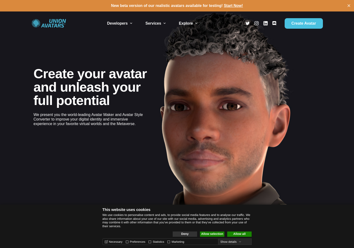 startuptile Union Avatars-3D realistic avatar maker with a single selfie