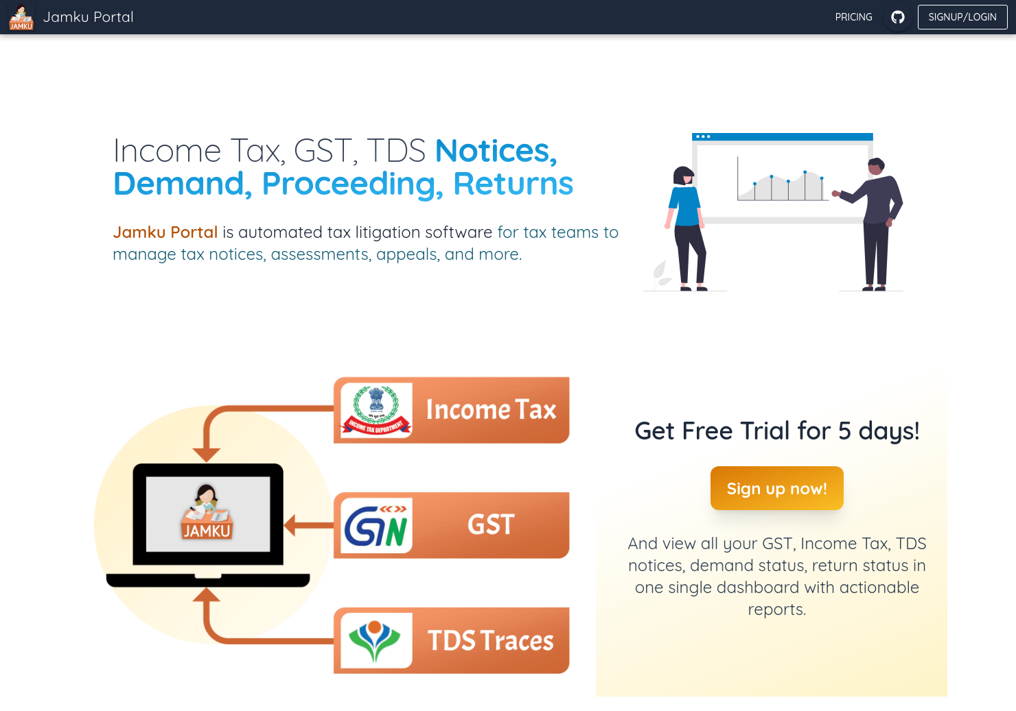 startuptile Jamku Portal-Automated notices demand proceeding tracking for India