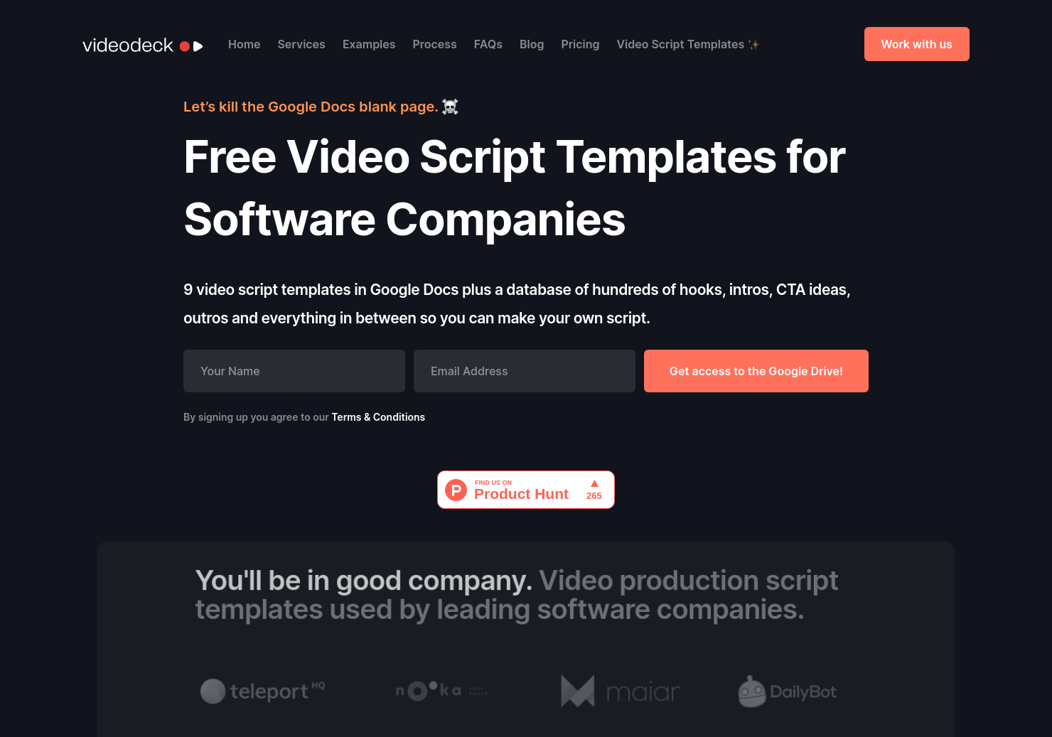 startuptile SaaS Video Script Templates-9 free video script templates + hundreds of copy ideas