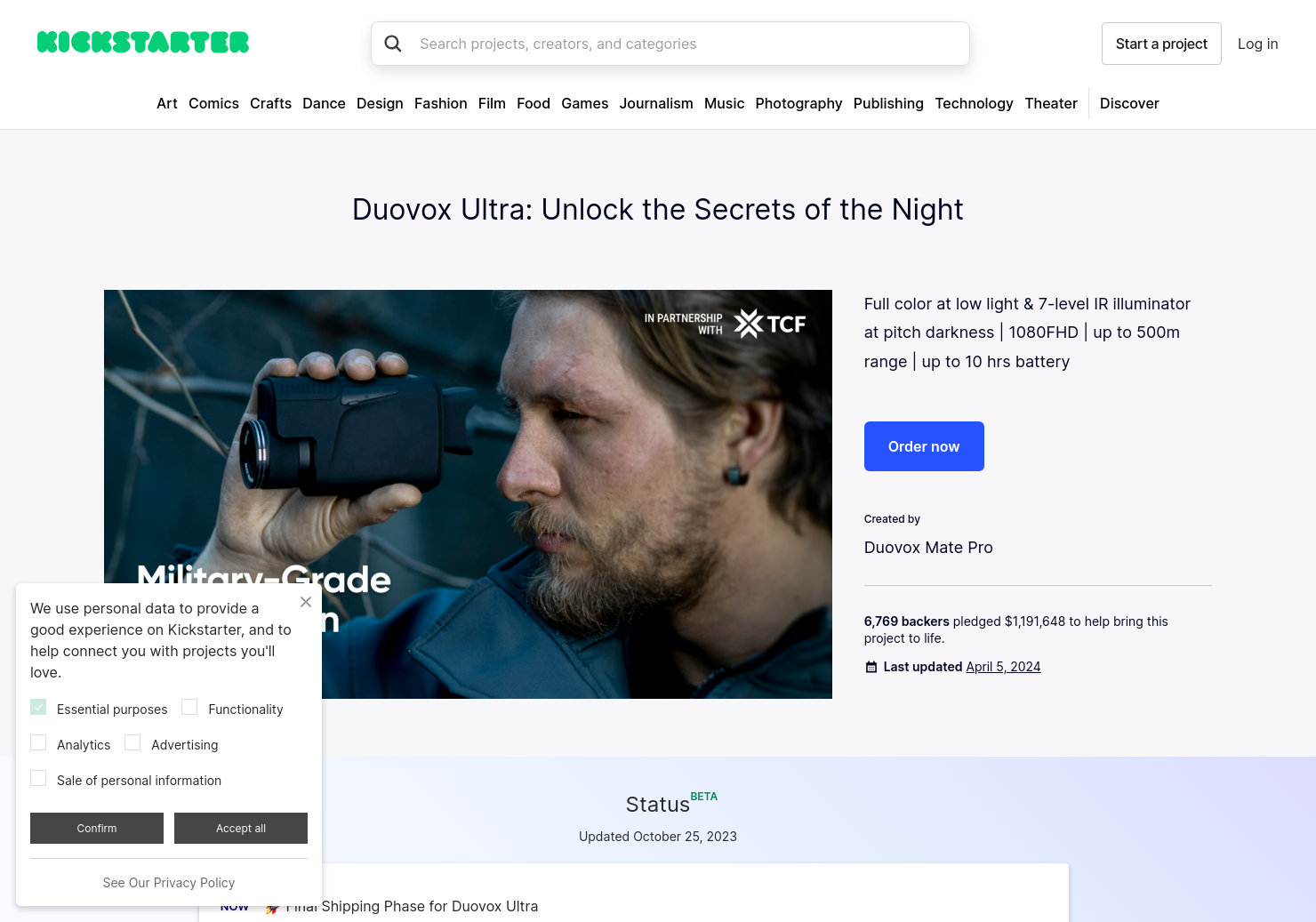 startuptile Duovox Ultra-Military-grade night vision monocular