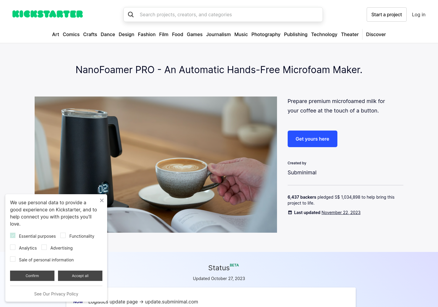 startuptile NanoFoamer PRO-An automatic hands-free microfoam maker