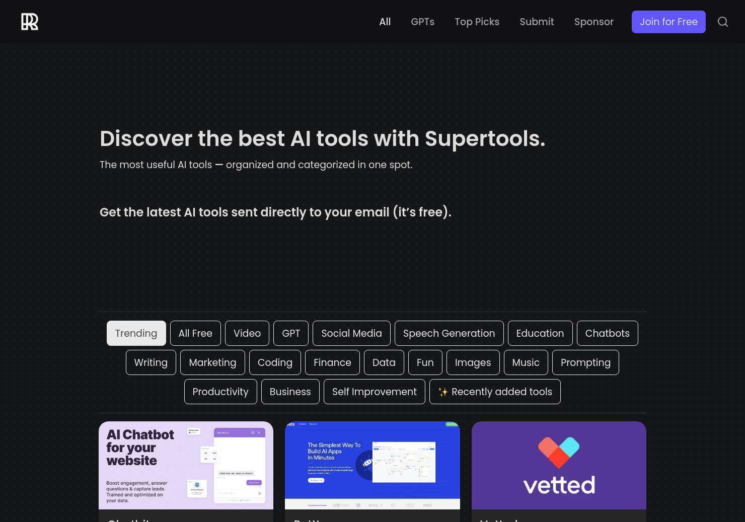 startuptile Supertools-Discover the best AI tools all in one spot