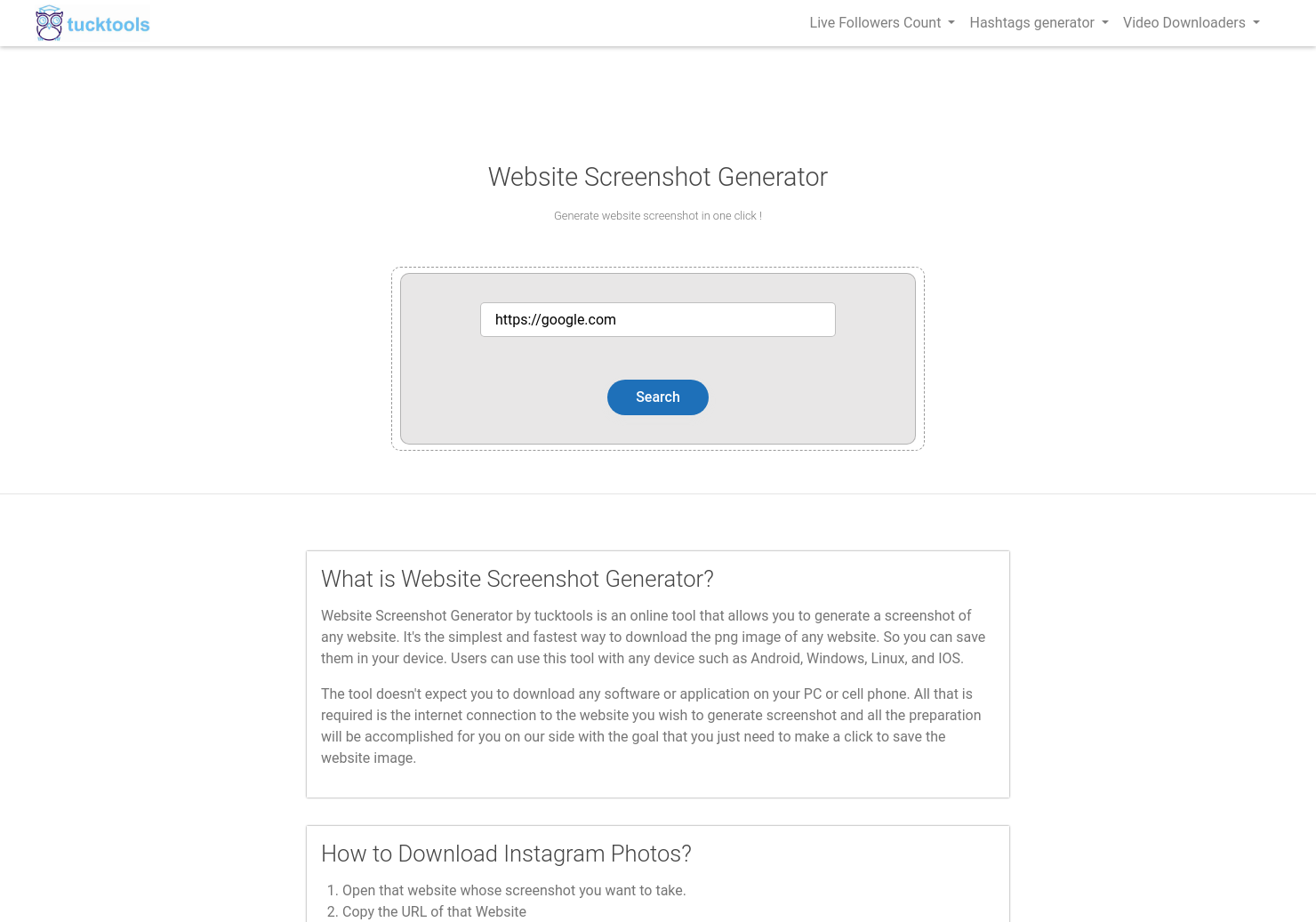 Webiste Screenshot Generater