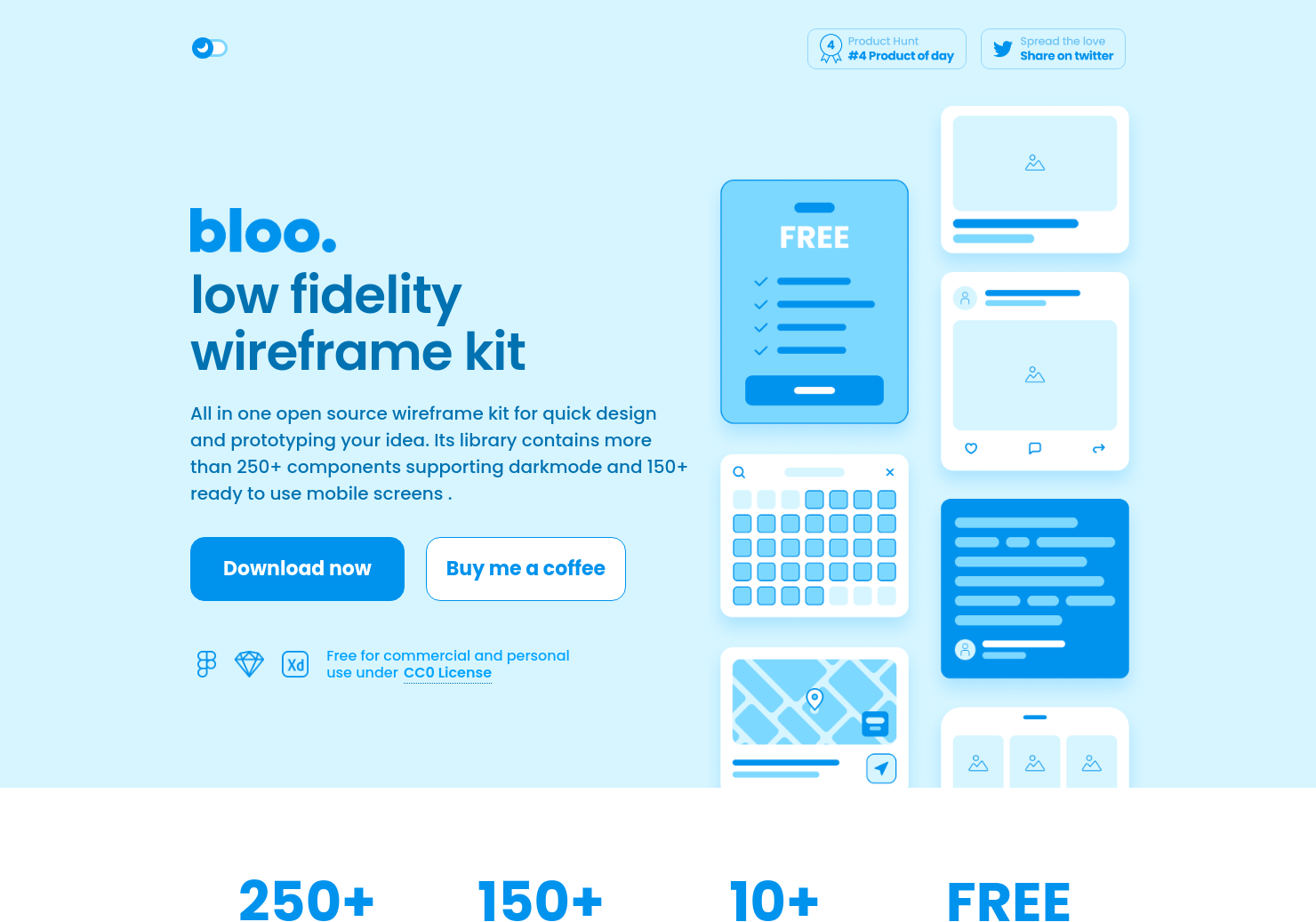 Bloo Lo-fi Wireframe Kit